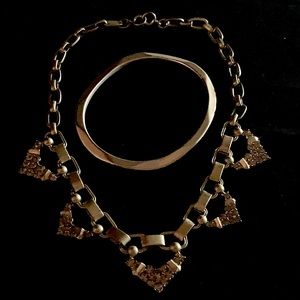 Stella & Dot RORY choker/Brushed Oblong bangle lot